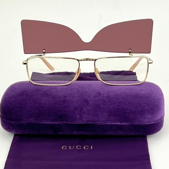 Gucci Flip-Up Sunglasses Rectangle Gold frames - Picture 2 of 4